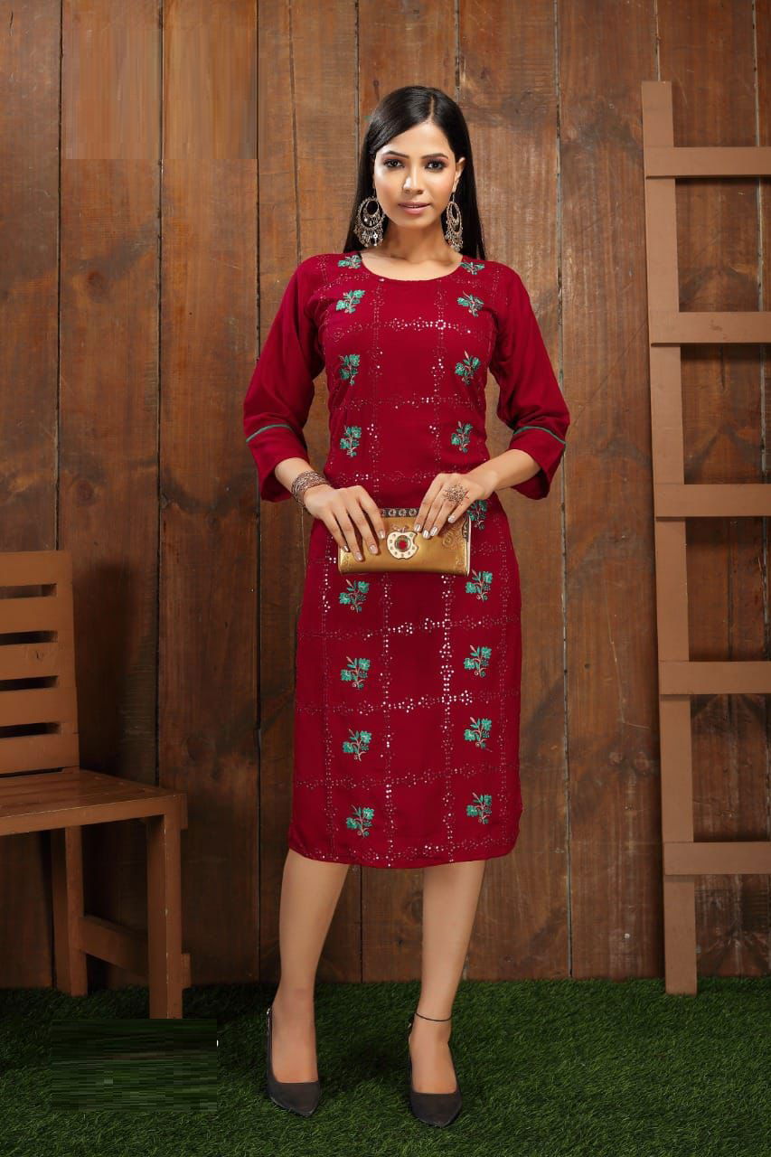 Kinti Glam Girl 4 Fancy Ethnic Wear Rayon Embroidery Kurti Collection